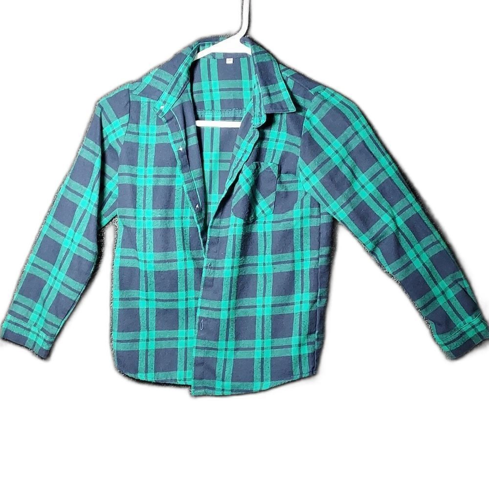 Kids Green and Black Flannel Shirt